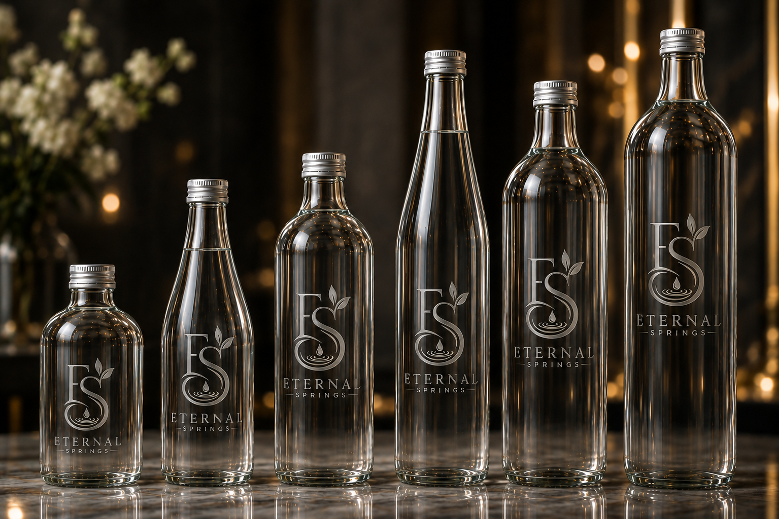Eternal Springs premium reusable glass bottles